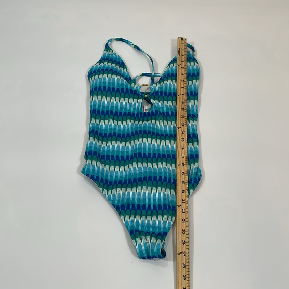 Trina Turk One-piece Swimsuit Size 12 NWT Multi Aqua Blue Print - Picture 6 of 13